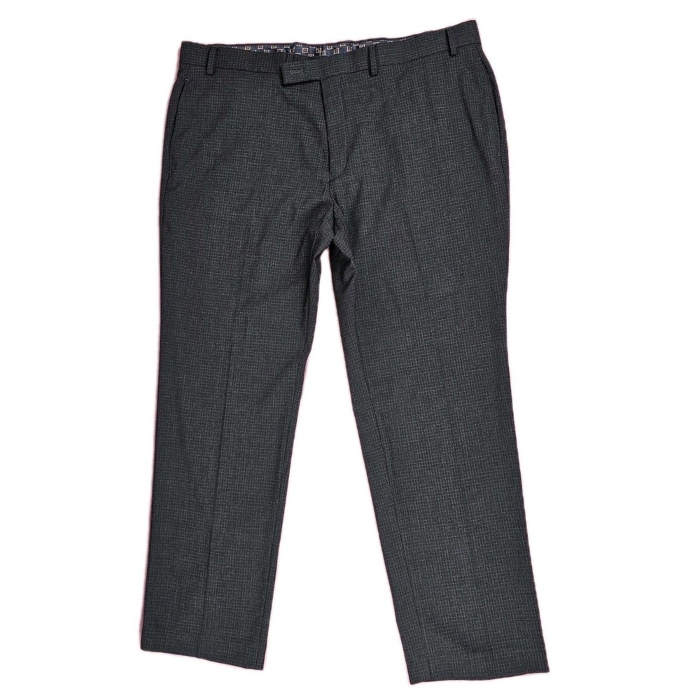 Lauren Ralph Lauren Mens Dress Pants Charcoal Gray Plaid Flat Front Size 40x30